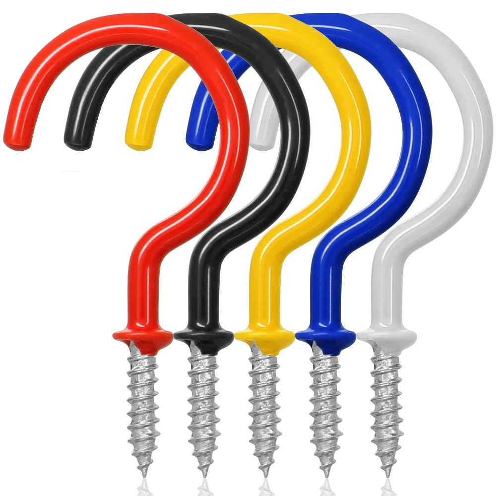 

2.9 Inches Cup Hook Ceiling Hooks, FineGood Vinyl Coated Screw-in Hanger for Indoor and Outdoor Use
