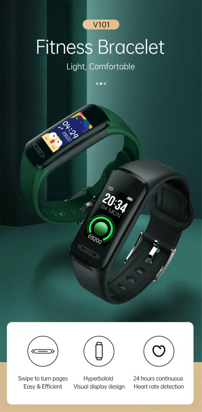 

Sport Smartwatch Wristbands Smart Electronics Pedometers V101 Smart Wristband IP68 Waterproof Pedometer Activity Tracker