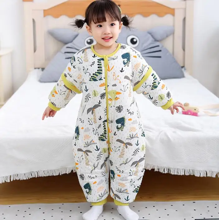 

Baby Pure Cotton Sleeping Bag Detachable Long Sleeve Wearable Blanket Winter Warm Quilt Girls Boys Clothes Bedding Quilt
