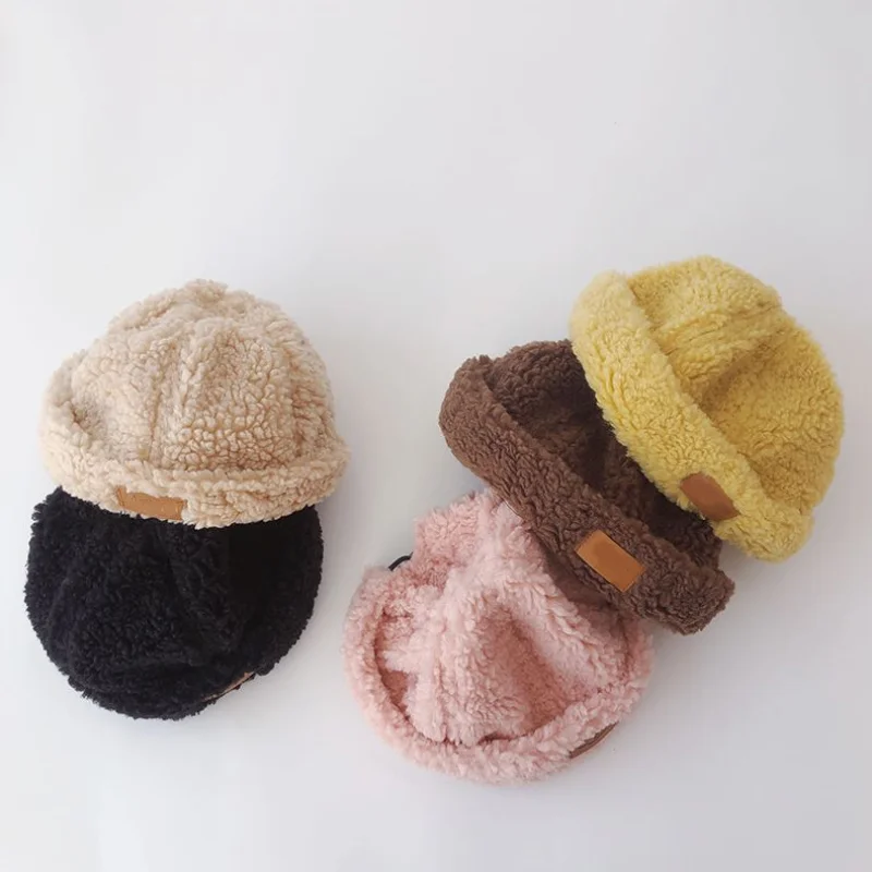 

Детская утепленная Повседневная шапка для мальчиков и девочек, детская теплая плюшевая шапка-хозяин дыни, аксессуары для малышей