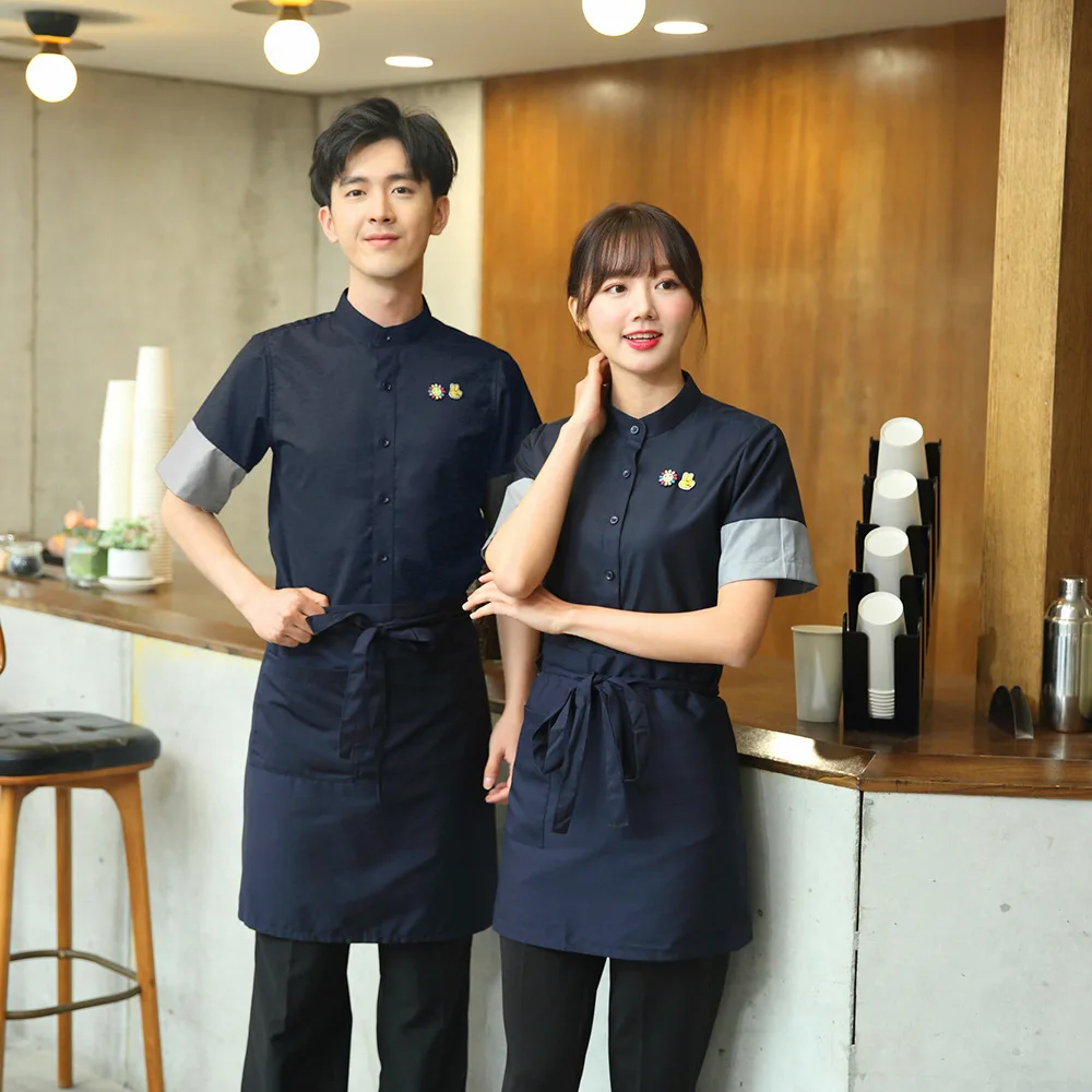 

Catering Waiter Workwear Short-Sleeved Hotel Ding Room Hot Pot Clothing Tea House Work