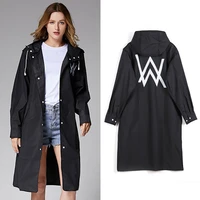 yuding black long trench women raincoat cool tour rainwear rain jacket waterproof poncho windbreaker adults raincoat with hoodie