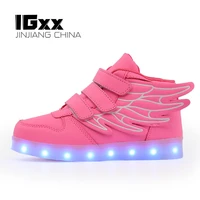 igxx high top led light up shoes for kids angel wings usb charging glowing shoes led child luminous led sneakers boys
