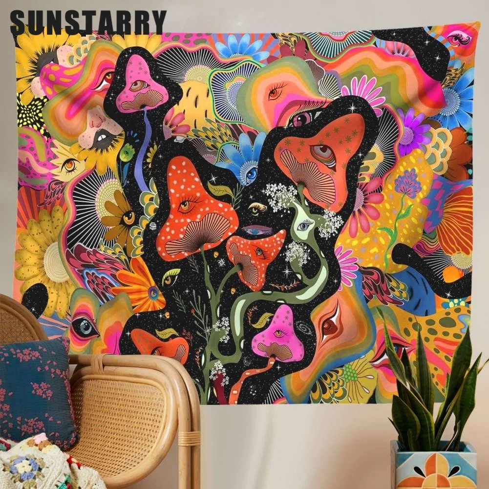 

Psychedelic Mushroom Tapestry Wall Hanging Hippie Wall Art Decoration Tapestries
