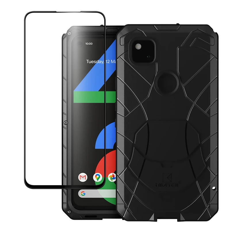 For Google Pixel 4A 3A 3A XL Case Hard Aluminum Metal Tempered Glass Screen Protector for Google Pixel 4 4a 4XL Protection Cover