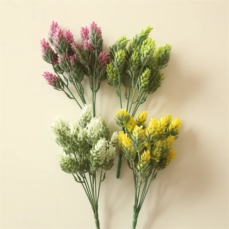 7 ветвей зеленые искусственные растения для садовых кустов искусственная трава