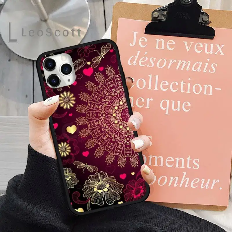 

Mandala flower Cove Phone Case for iPhone 11 12 mini pro XS MAX 8 7 6 6S Plus X 5S SE 2020 XR