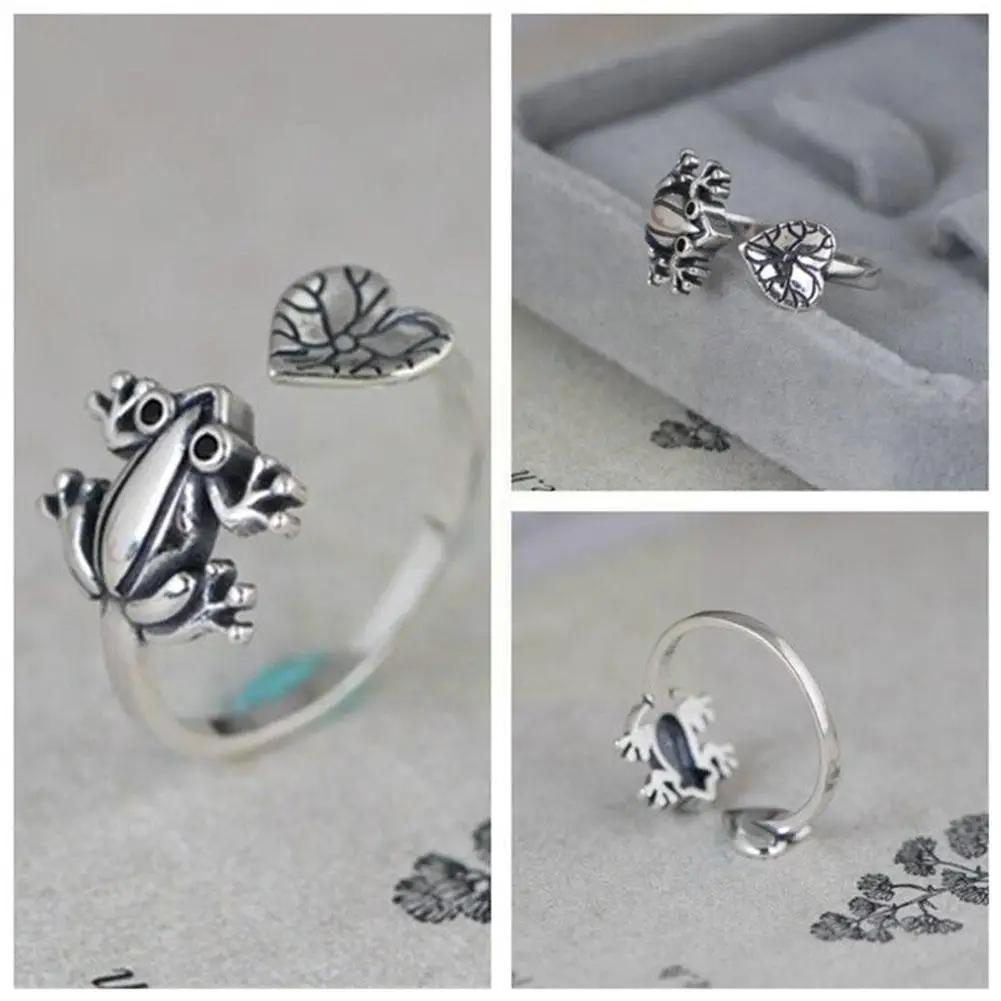 

Retro Leaf Female Open Silver Ring Adjustable Color Jewelry Ring K2h6