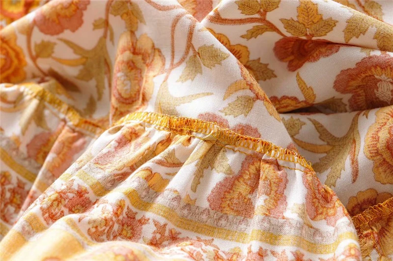 Женская юбка в стиле бохо желтая пляжная макси из вискозы и хлопка с цветочным