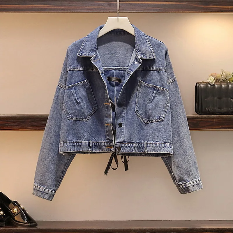 Женская джинсовая куртка бойфренд свободная ковбойская из денима с лентами