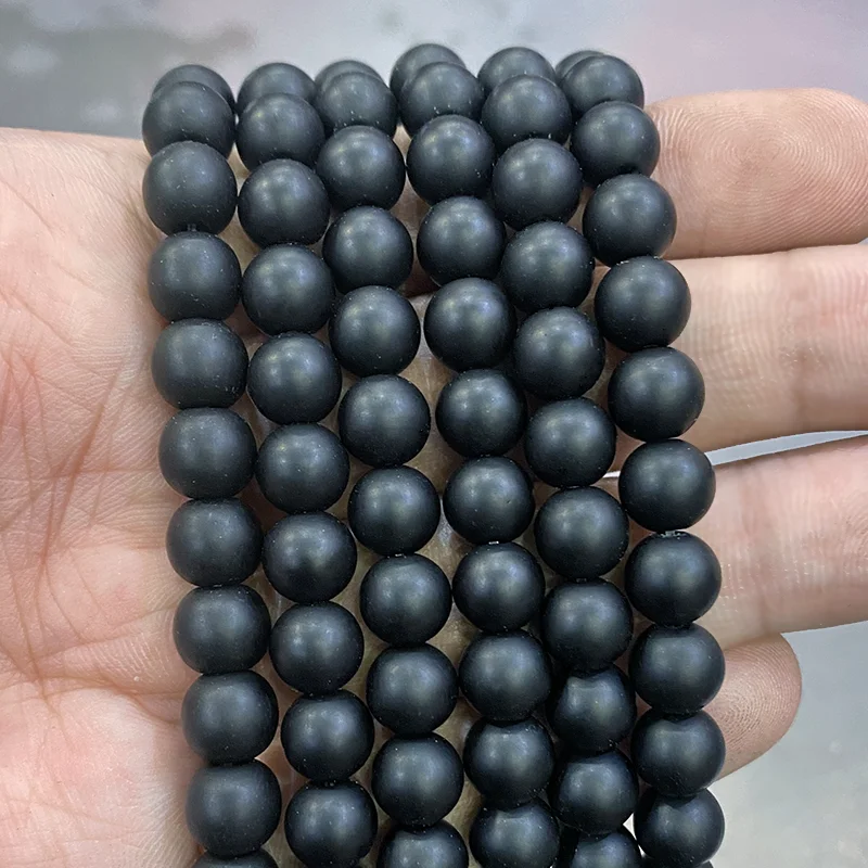 

Natural Stone Frosted Matte Black Agates Round Loose Spacer Beads DIY Handmade Bracelet for Jewelry Making 15'' 4/6/8/10/12mm
