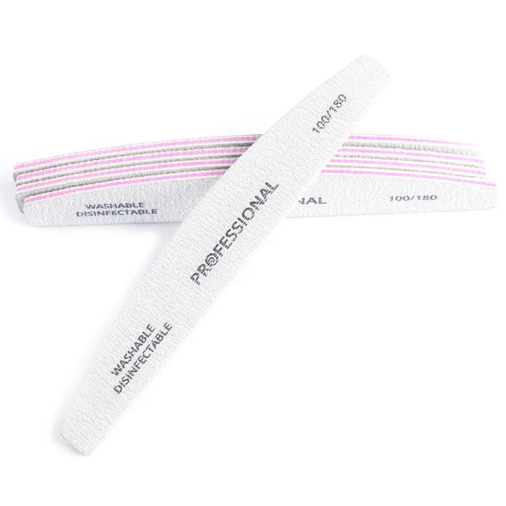 Пилки для ногтей в форме полумесяца двухсторонние абразивные педикюра ухода за