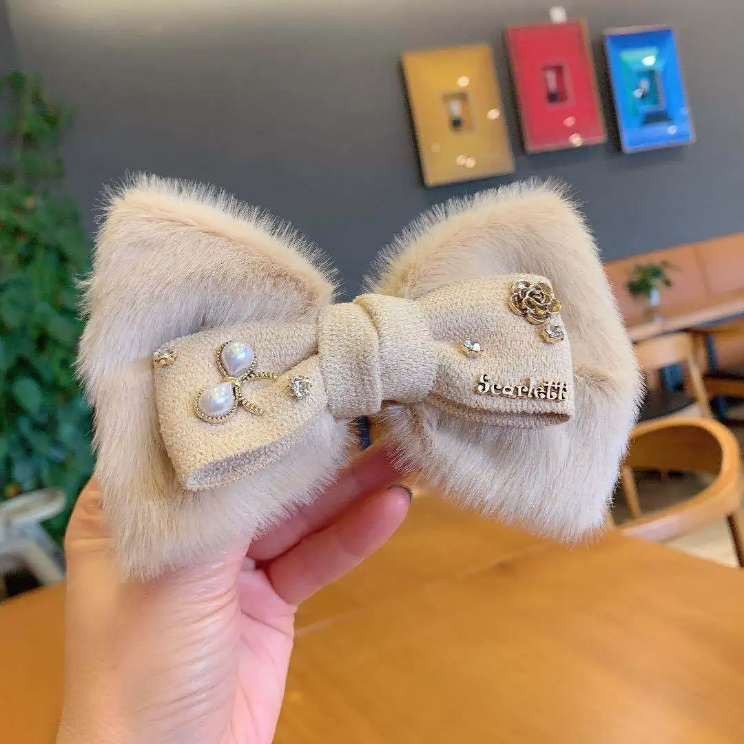 

Women Girls Sweet Elegant Big Bow Hairpins Cute Soild Color Hair Spring Clip Hair Ornament Autumn Winter Hair Accessories