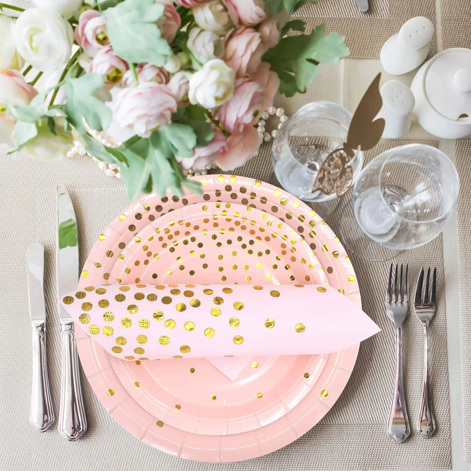 Скидка Набор бумажной посуды Cisколеней, одноразовые тарелки розового цвета для вечерние вания дня рождения и новогодвечерние НКИ