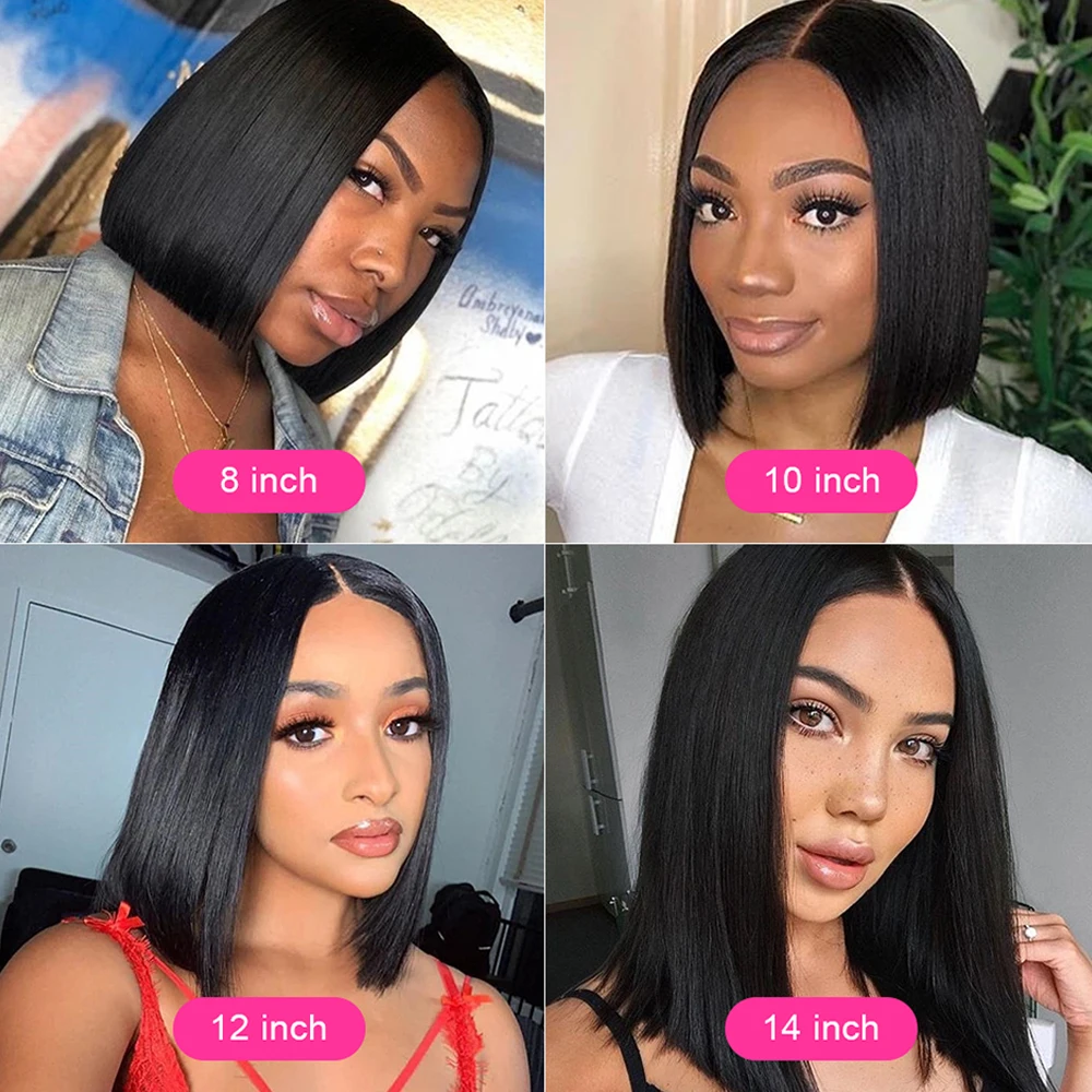 Боб парики из натуральных волос на кружевной T Форма кружева передние