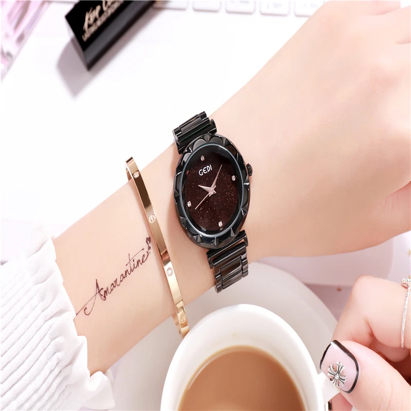 

Женские кварцевые наручные часы, роскошные женские часы из нержавеющей стали, водонепроницаемые круглые часы с бриллиантами, модный циферб...