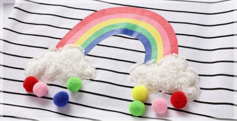 Little maven 2-7Years Autumn Rainbow embroidery Toddler Kids Baby Girl Sweatshirt Children's Clothing For Girl's Sweater Fleeces