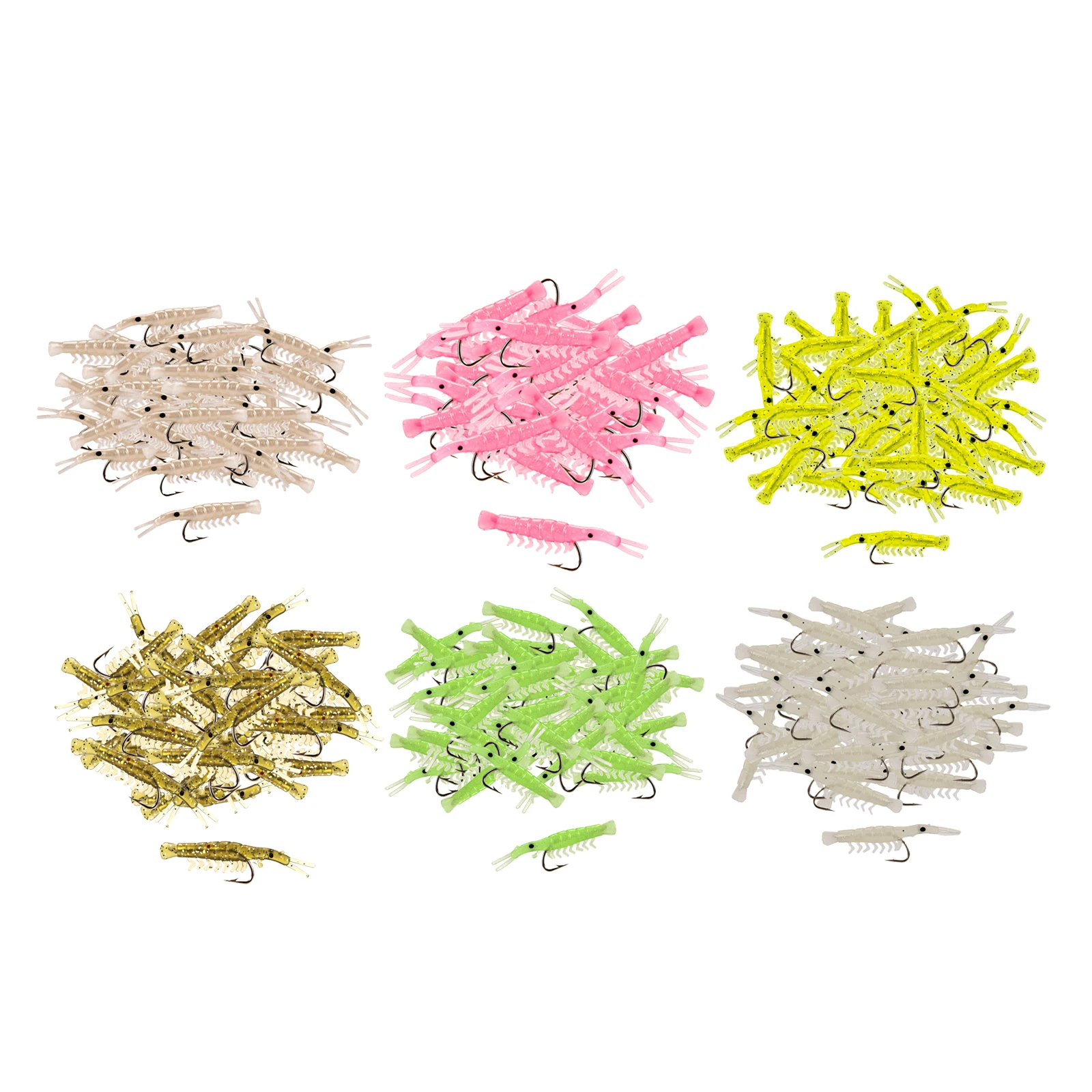 

50pcs Freshwater Saltwater Sea Fishing Soft Silicone Simulation Shrimp Lures Hooks Fishing Tackle Bait Prawn Lures