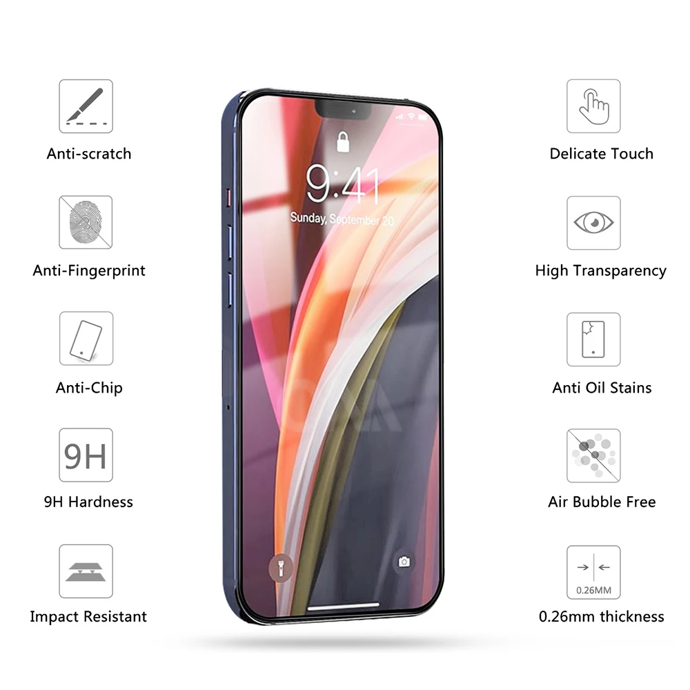 Screen Protector for iPhone 13 12 Pro / Mini / Pro Max Tempered Glass Premium Full coverage Protection Film for iPhone 13 Pro
