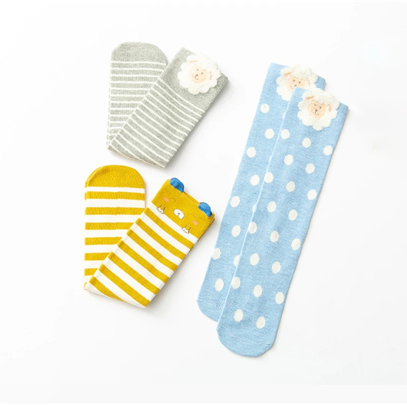 Милые детские гольфы в полоску и горошек Длинные Хлопковые с рисунком овцы