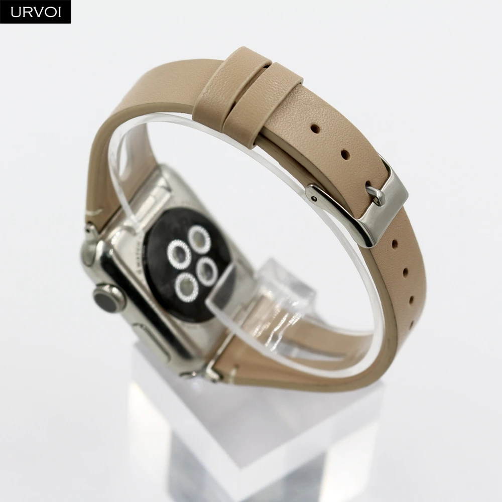 Кожаный ремешок URVOI для apple watch серии 4 3 2 1 ремешок для iwatch 40 мм 44 мм модель дизайн т отверстие кожа девушки запястье