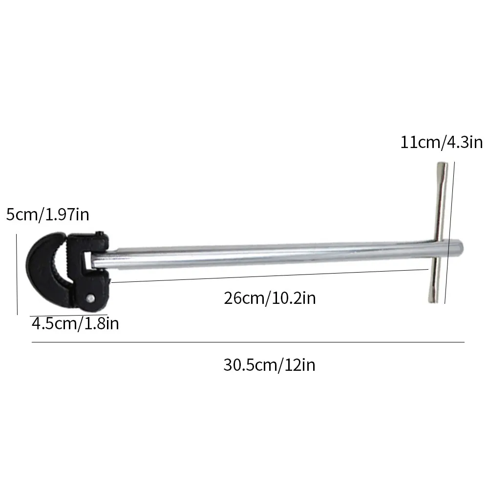 

12 Inch Basin Wrench Heavy Duty Wrench Multifunctional Spanner with Adjustable 8-28mm Capacity Basin Spanner for Under Sink