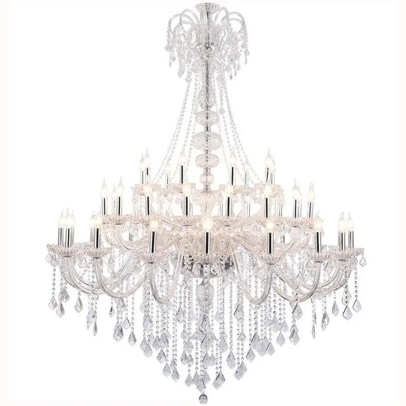 

Large led Ceiling Chandelier Crystal pendant fixture hotel long stair Chandeliers Living Room Chandelier Lighting 45 pcs 160 CM