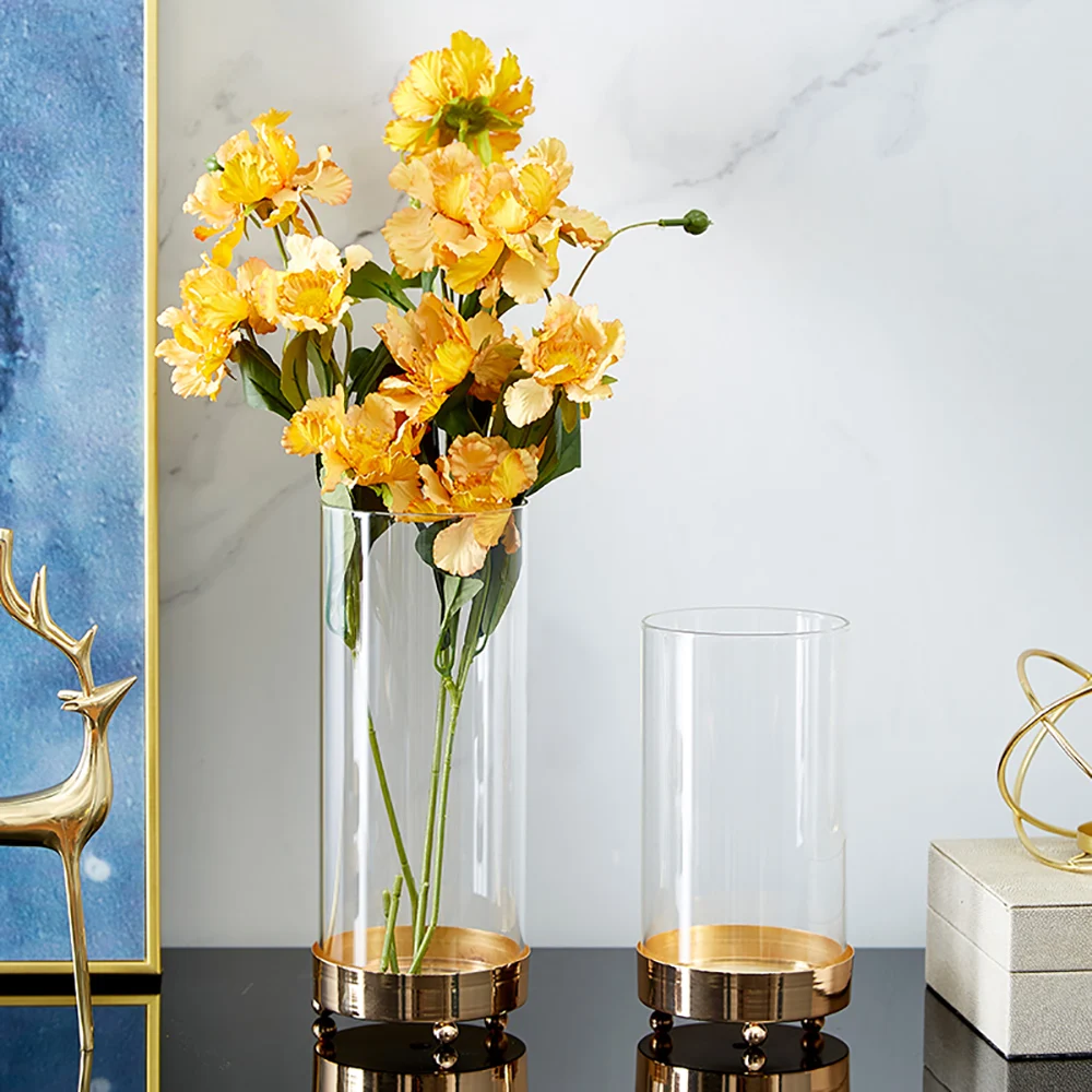

Стеклянная ваза, Современное украшение для гостиной, прозрачная ваза с цветами, аксессуары для стола, минималистичные декоративные подарки