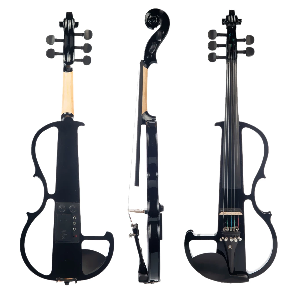 4/4 черная электрическая скрипка из цельного дерева на 5 струн набор музыкальных