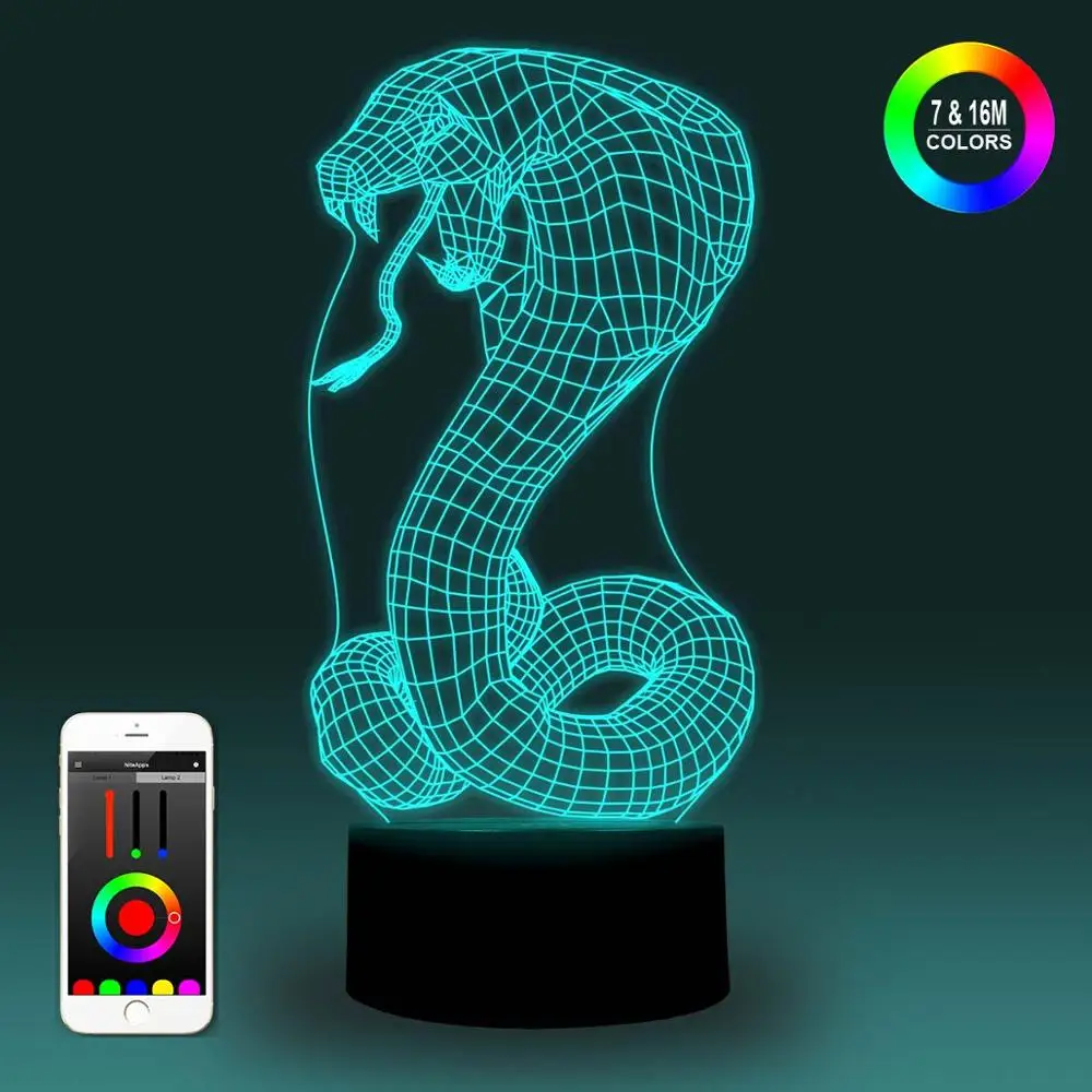 NiteApps 3D Cobra светодиодный ночник настольная лампа Иллюзия подарок на день рождения