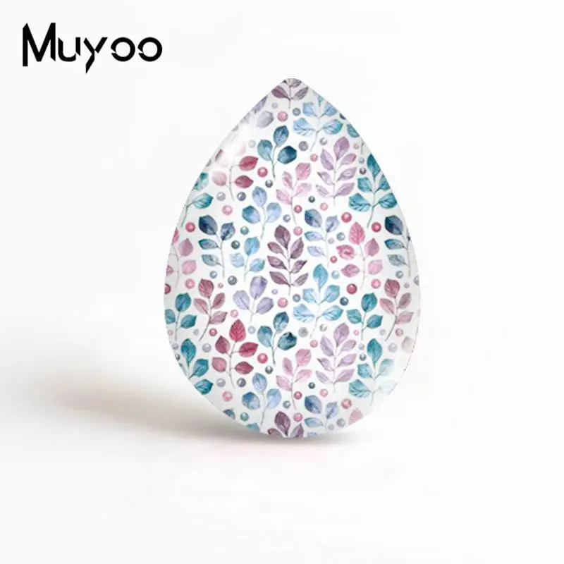 4 Синий цветочный слеза Кабошон Художественное дерево Листья стекло Cabochons фото ювелирные изделия ручной работы - Цвет: 4