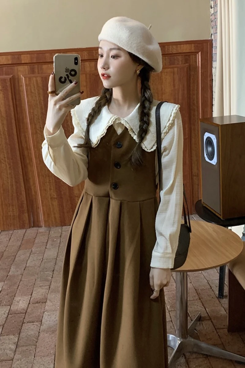 

Dress French Retro Dress for Women Spring 2021new Temperament Skirt Mid-Length A- line Dress Fashion Women Fairy
