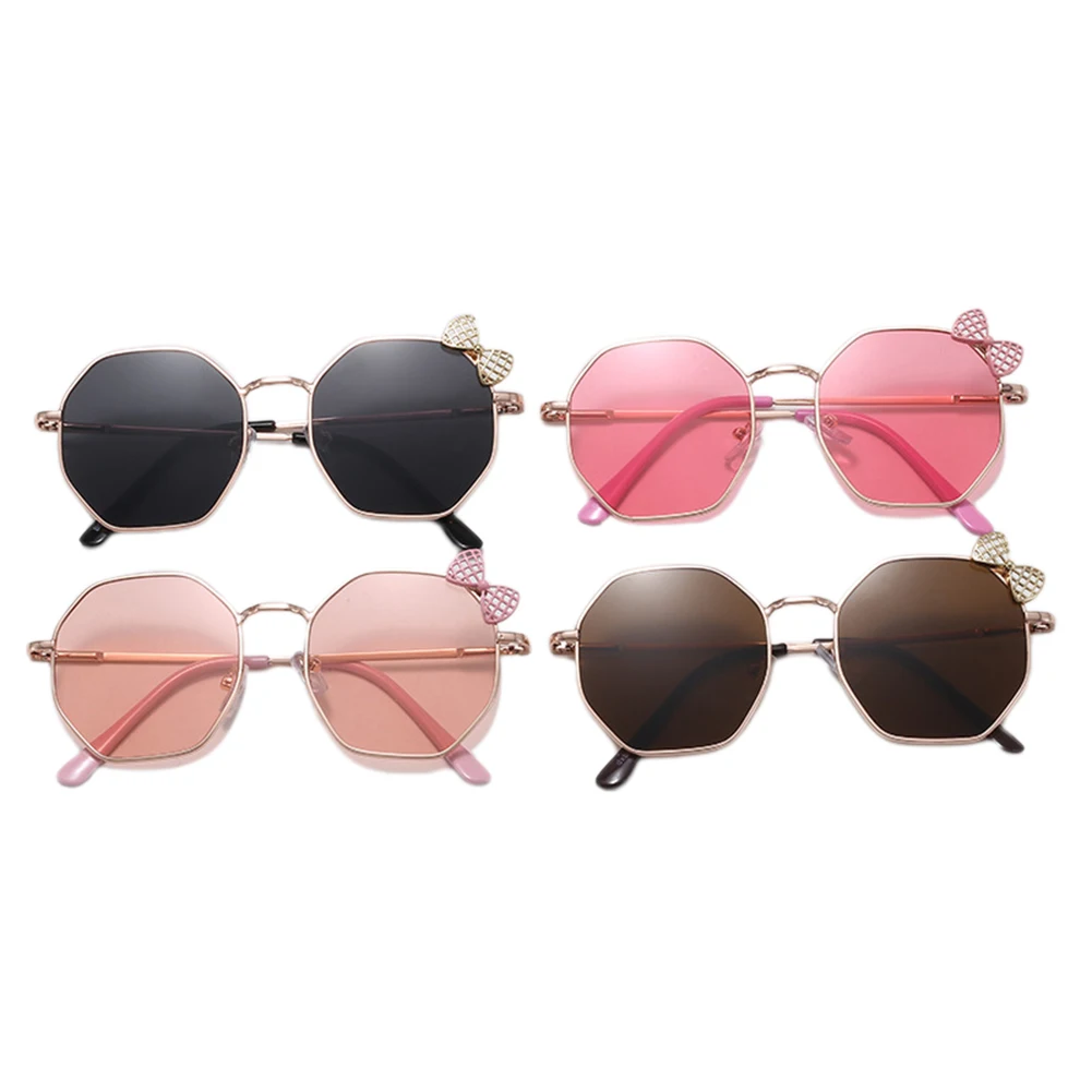 

Boys and Girls Sunglasses Metal Thin Frame Hollow Bowknot Decoration Sunscreen Anti-UV Sunglasses