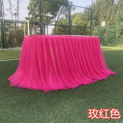 rose red 1 м разноцветный тюль, юбка-пачка для стола, фатиновая посуда для свадебного украшения, для вечеринки в честь рождения ребенка, вечерние, свадебные, домашний текстиль, для дня рождения - Цвет: rose red