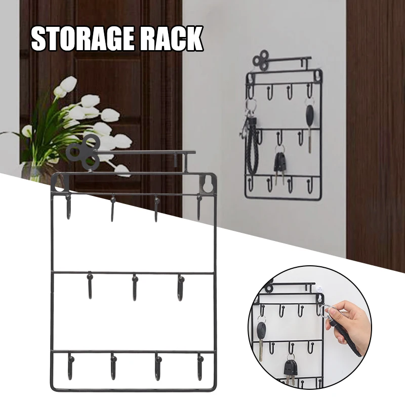 

Wall Mounted Key Hook Three Layer Wrought Iron Storage Bracket For Storing Coats Hats Towels Home Decoration Ключница На Стену