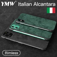 YMW Italian Alcantara Rimless Case for iPhone 11 Pro Max Xr Xs Max 6s 7 8 Plus Luxury Artificial Leather Phone Cases X SE Cover