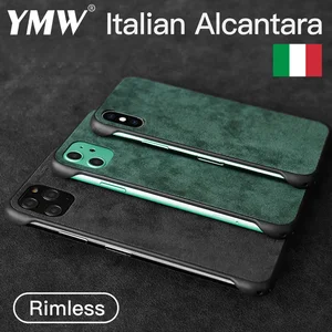 ymw italian alcantara rimless case for iphone 11 pro max xr xs max 6s 7 8 plus luxury artificial leather phone cases x se cover free global shipping