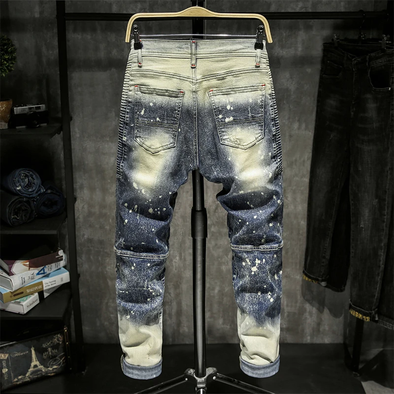 Skinny Jeans Men Ripped Spijkerbroeken Heren Jean Homme Pantalon Spijkerbroeken Heren Pants Streetwear Biker Hiphop Trousers