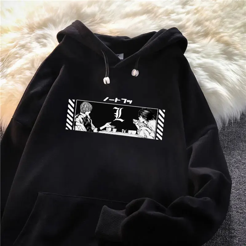 

100% хлопковая толстовка оверсайз с капюшоном Death Note Kawaii Прямая поставка harajuku y2k Топ нечеткий kpop с длинным рукавом кавайная одежда