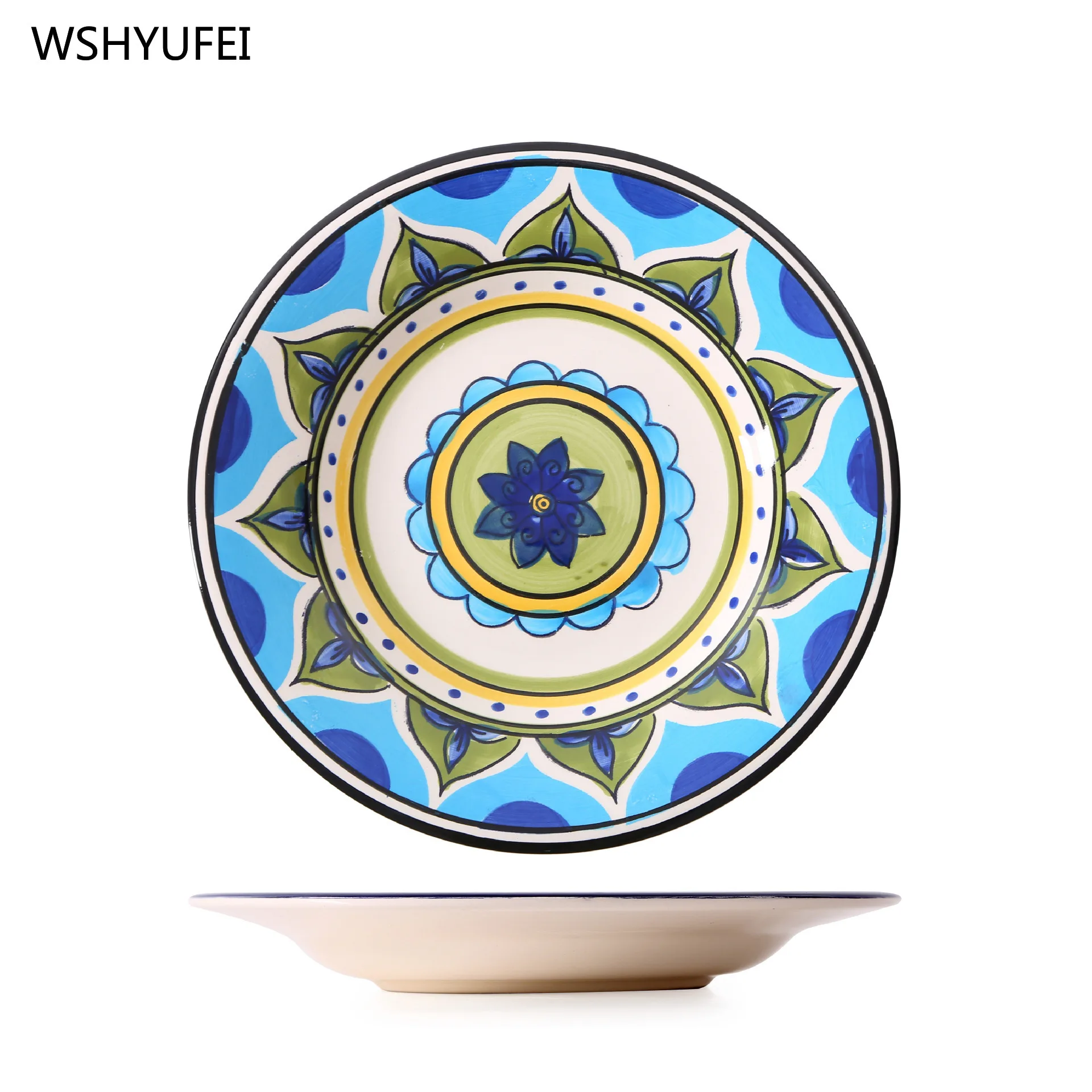 Керамическая тарелка под глазурью ручная роспись домашний ресторан салат из