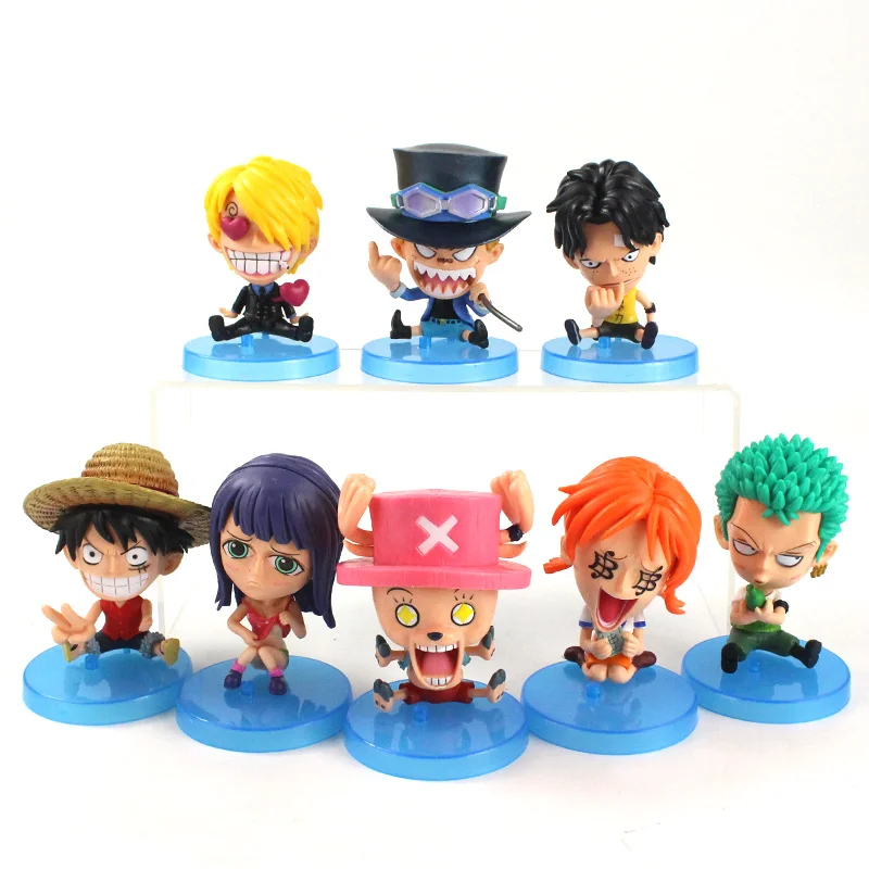 8 шт. фигурки Luffy Ace Sabo Zoro Sanji Nami Robin Chopper соломенная шляпа Пираты аниме модели