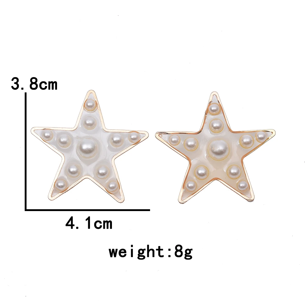 Уникальные женские серьги-гвоздики со звездой и жемчугом модные геометрические