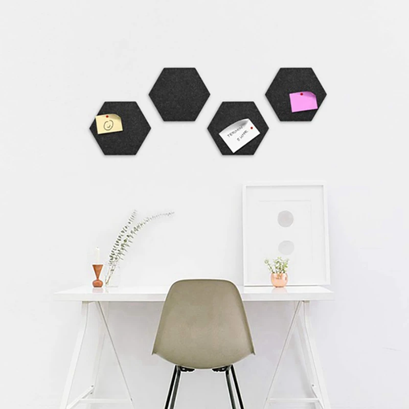 

1 Set Felt Memo Board Decorative & 1 Set Hexagon Cork Board Tiles Self Adhesive Thick Corkboards