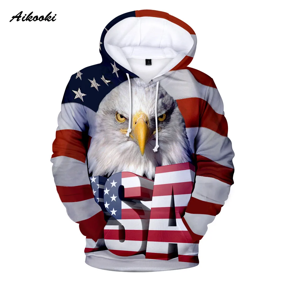 

USA Flag 3D Hoodies Men Women America Pop Hooded 3D Print Eagle Spring Winter Hoody Thin Cotton Polluver Casual Tops