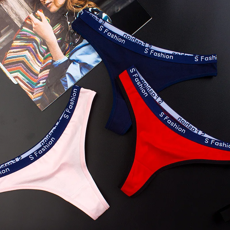 

2021 Women's Underwear Sexy Cotton Sports Fitness Letters Wide Waist Low Waist Seamless Women's Breifs T-back