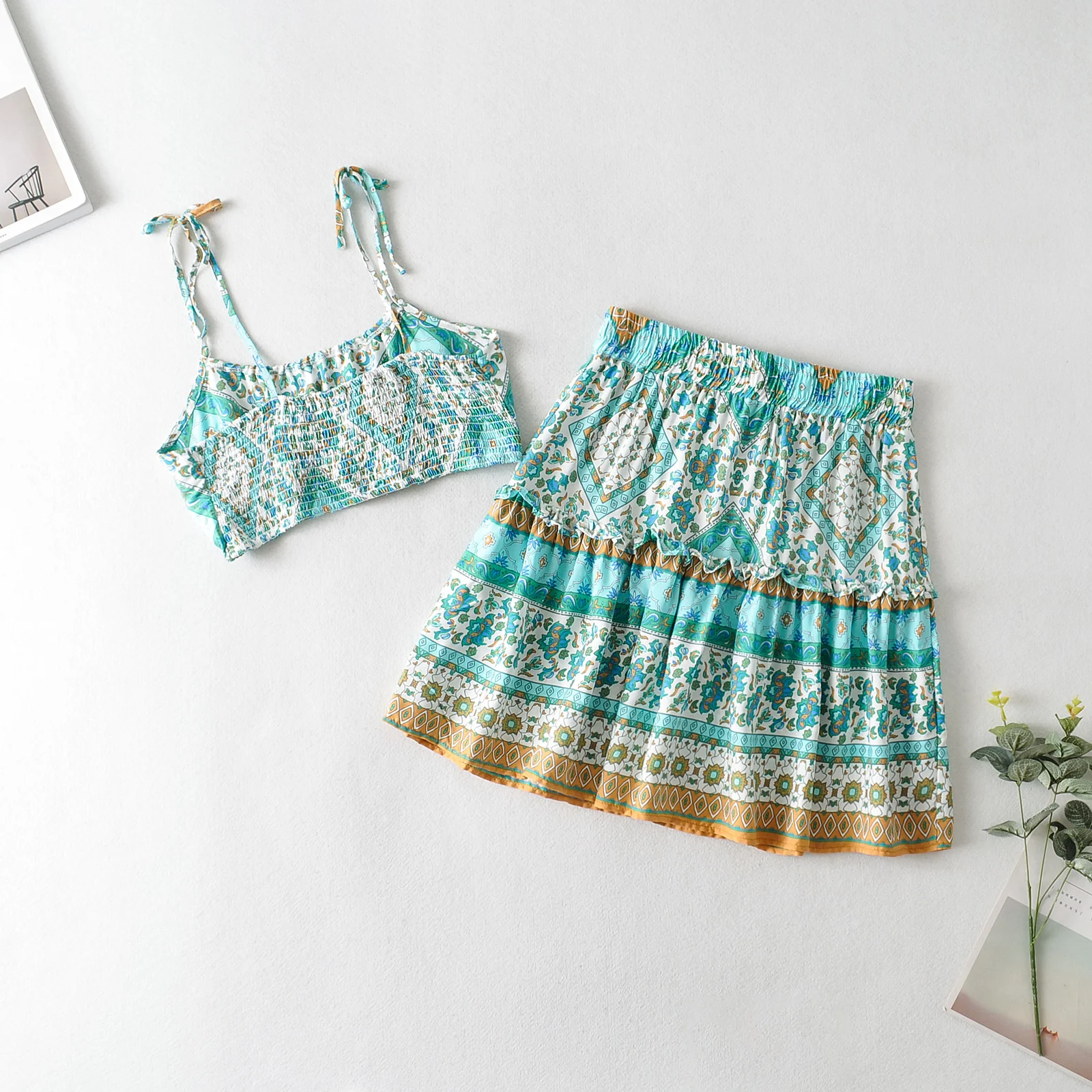 

Women Two Piece Set Summer Denim Skirt Set Sleeveless Jeans Crop Top + Mini Skirt Suit Blue Denim Matching Set Outfit Tracksuit