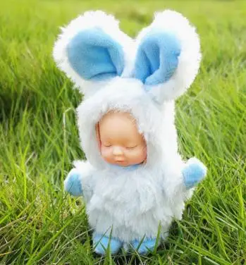 Симпатичный пушистый помпон из кроличьего меха брелок для ключей со спящим