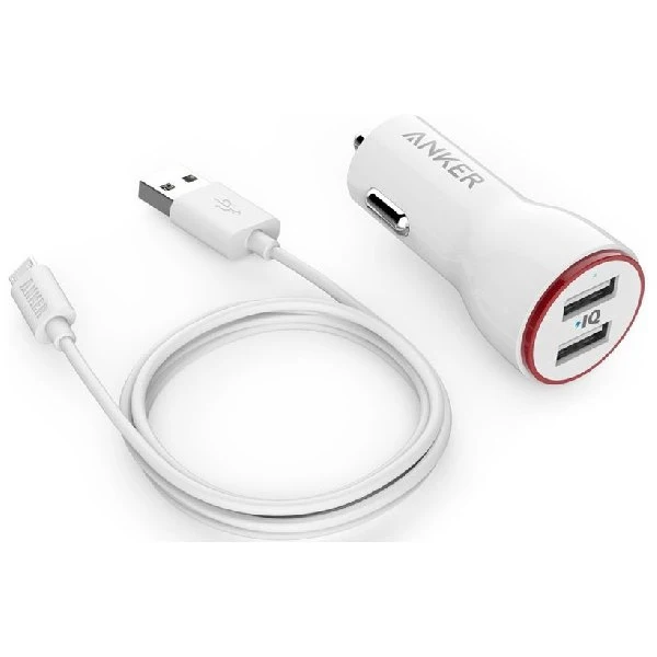 Автомобильное зарядное устройство+универсальный DATA кабель ANKER 24W 2-Port Car Charger + 90 см.