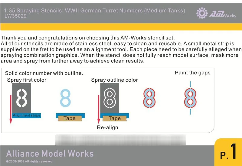 

1/35 Details Improvement Kits WWII German Turret Numbers & Letters - Medium Metal Masks LW35029
