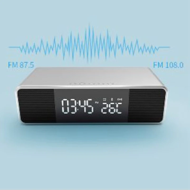 Цифровые часы и беспроводное зарядное устройство (с динамиком Bluetooth), Настольный будильник для Iphone, совместимый с Samsung от AliExpress WW